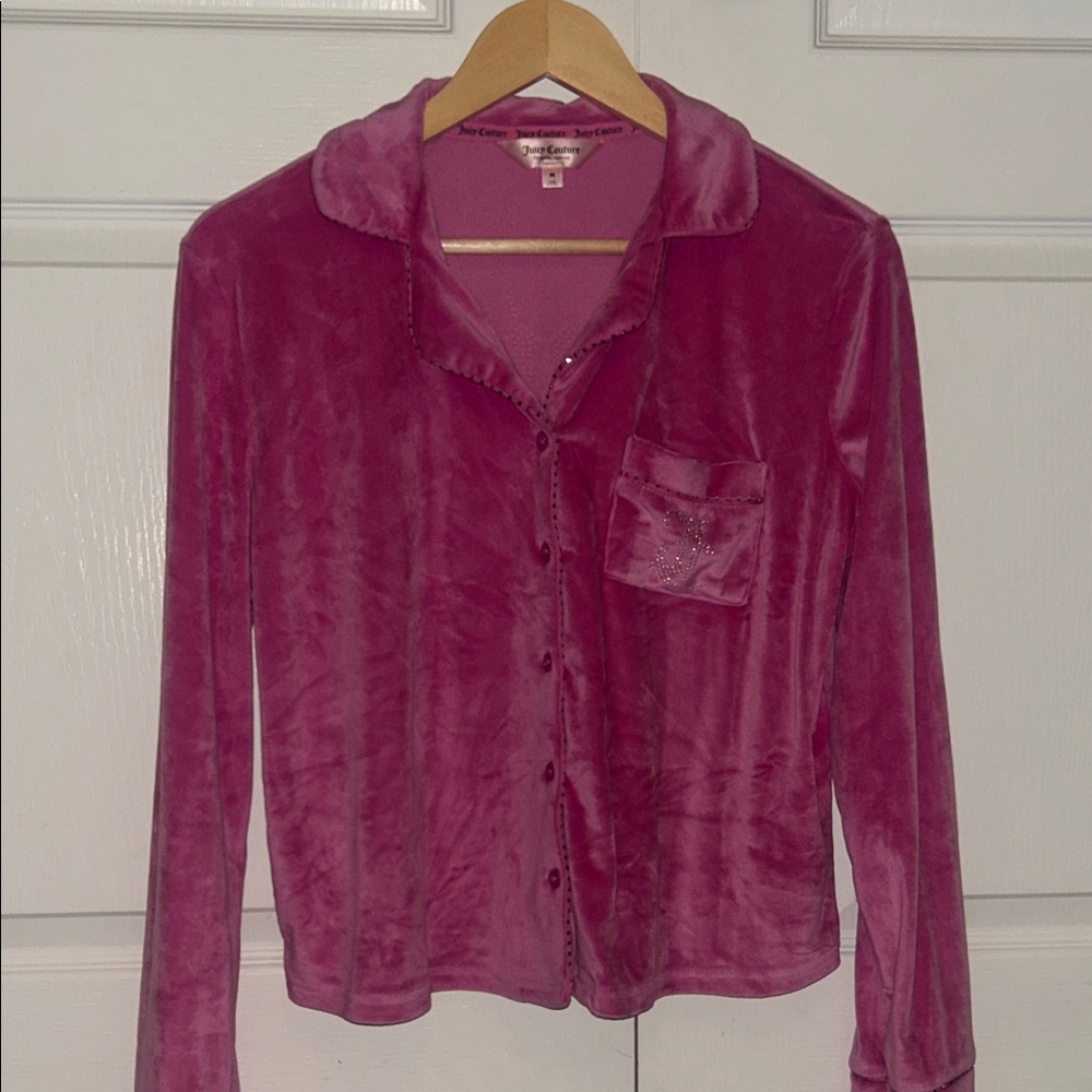 Juicy Couture Fuchsia Velvet Shirt and pant set
